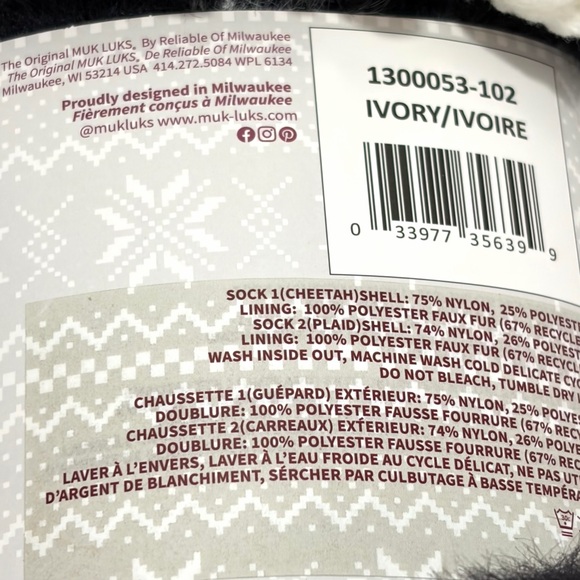 Muk Luks Women's Leopard & Black White Plaid Cabin Socks NWT - Picture 8 of 8